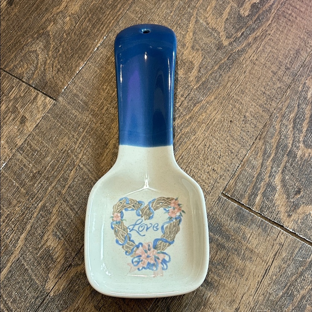Vintage Otagiri Spoon Rest with Heart/Love/Floral Design Made in Japan